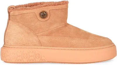 Pinko Yoko Suede Ankle Boots In Neutral