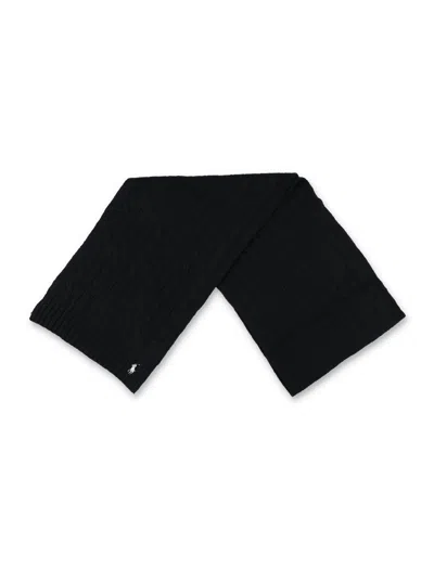 Polo Ralph Lauren Cable Wool-cashmere Scarf In Black