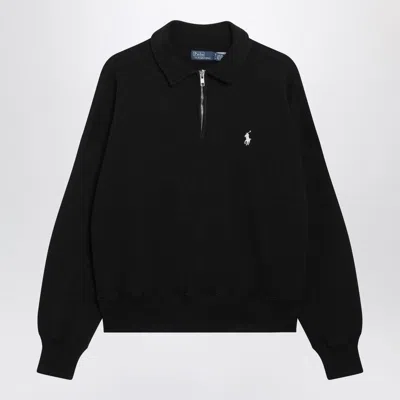 Polo Ralph Lauren Long-sleeved Zip-up Sweatshirt In Black
