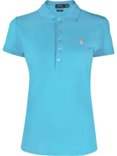 Polo Ralph Lauren Blue Stretch Polo Shirt In Blue