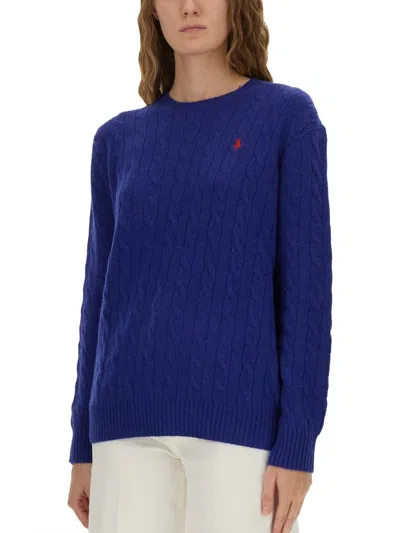 Polo Ralph Lauren Blue Wool Cashmere Sweater In Blue