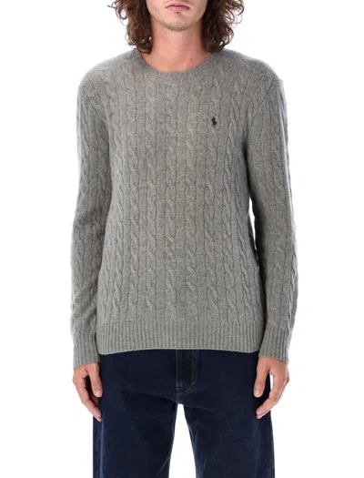 Polo Ralph Lauren Maglia In Cotone A Trecce Regular-fit Sweater In Gray