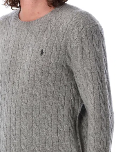 Polo Ralph Lauren Maglia In Cotone A Trecce Regular-fit Sweater In Gray