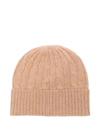 Polo Ralph Lauren Cable-knit Wool And Cashmere Beanie Accessories In Brown