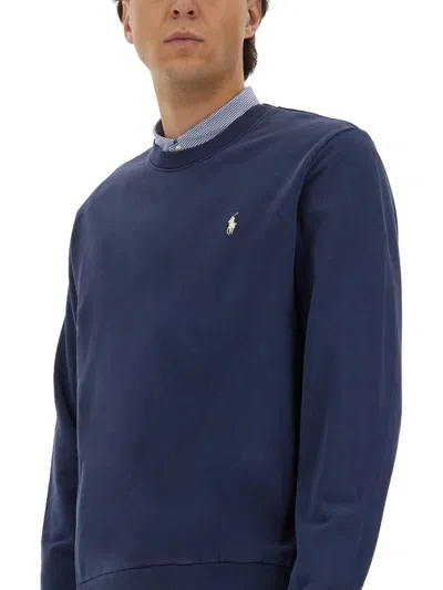 Polo Ralph Lauren Logo Cotton Sweatshirt In Blue
