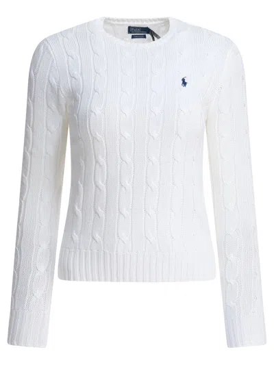 Polo Ralph Lauren Crew-neck Cable-knit Sweater With Logo In White