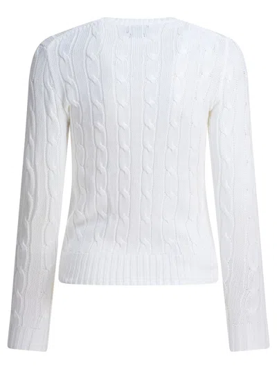 Polo Ralph Lauren Crew-neck Cable-knit Sweater With Logo In White