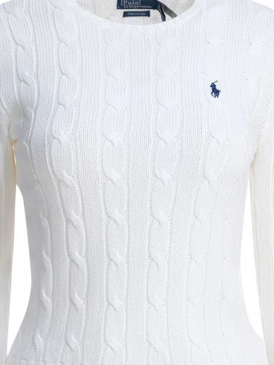 Polo Ralph Lauren Crew-neck Cable-knit Sweater With Logo In White