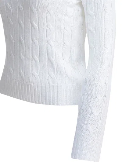 Polo Ralph Lauren Crew-neck Cable-knit Sweater With Logo In White