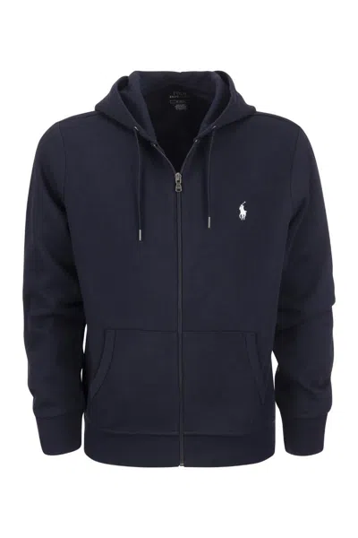 Polo Ralph Lauren Double-knit Hoodie In Blue