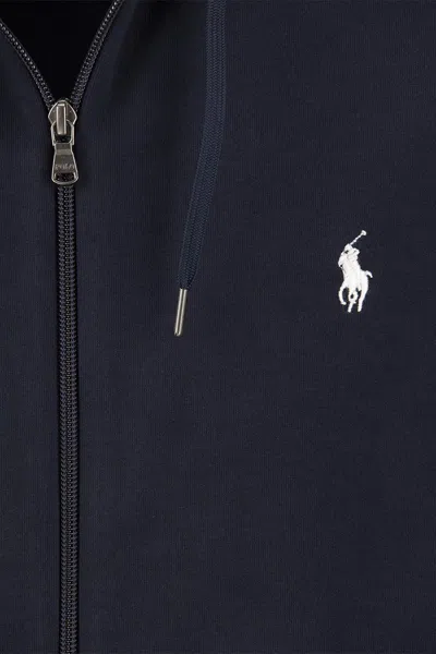 Polo Ralph Lauren Double-knit Hoodie In Blue