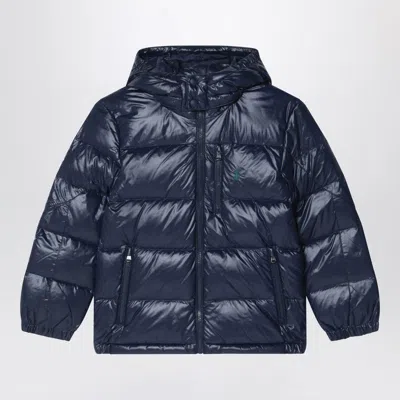 Polo Ralph Lauren Glossy Navy Blue Zip-up Jacket In Blue