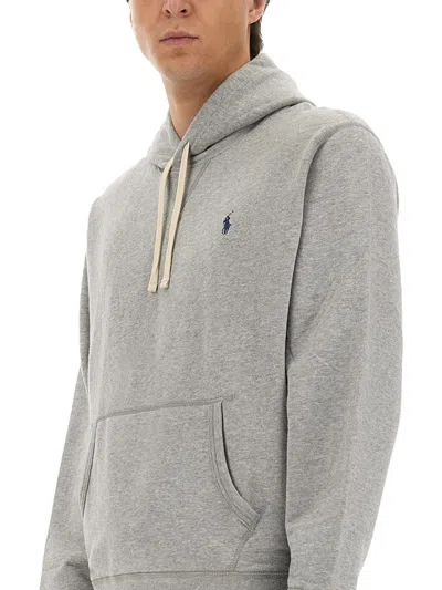 Polo Ralph Lauren Classic Pullover Hoodie With Drawstring In Gray
