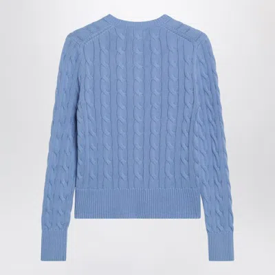 Polo Ralph Lauren Light Blue Cableknit Cotton Cardigan In Blue