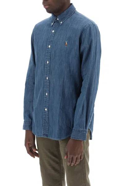 Polo Ralph Lauren Long Sleeve Sport Shirt In Blue