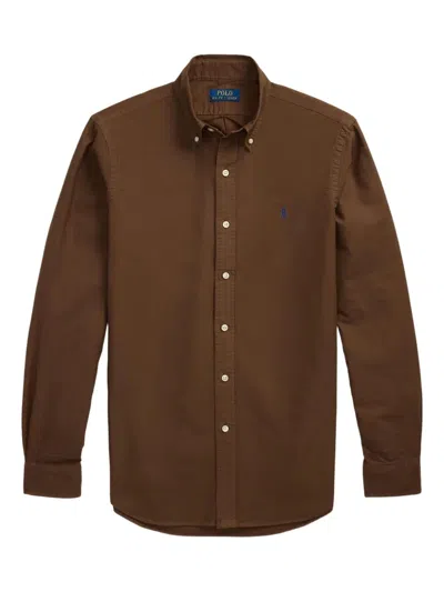Polo Ralph Lauren Long Sleeve Sport Shirt In Brown