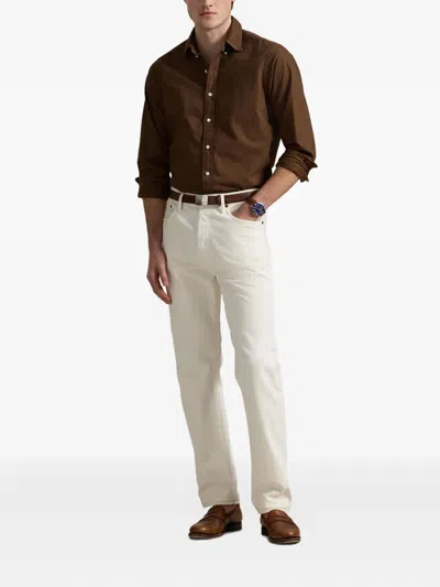 Polo Ralph Lauren Long Sleeve Sport Shirt In Brown