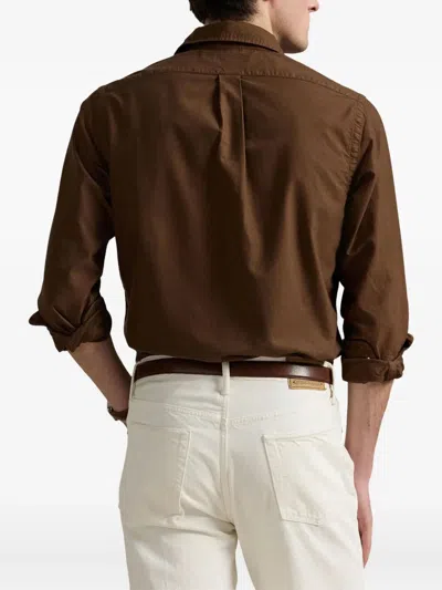 Polo Ralph Lauren Long Sleeve Sport Shirt In Brown