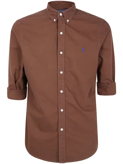 Polo Ralph Lauren Long Sleeve Sport Shirt In Brown