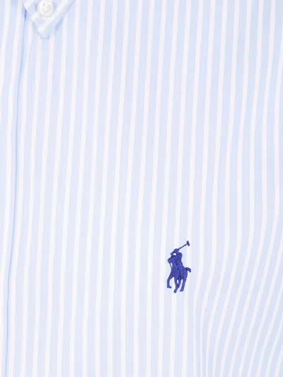 Polo Ralph Lauren Icon Logo Estate Collar Slim Fit Stripe Poplin Dress Shirt In Blue