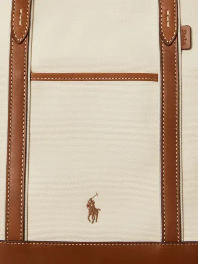 Polo Ralph Lauren Medium Canvas And Leather Tote Shopper In Multi