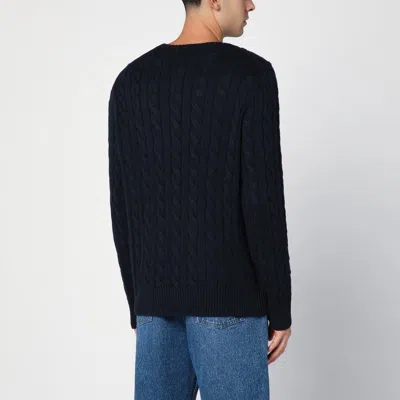 Polo Ralph Lauren Navy Blue Cable-knit Cotton Sweater In Black