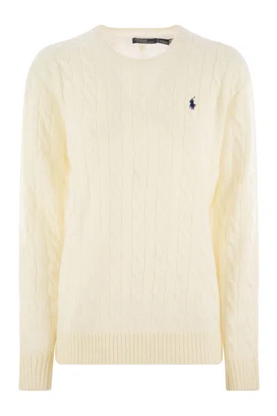Polo Ralph Lauren Plaited Wool And Cashmere Crew-neck In White