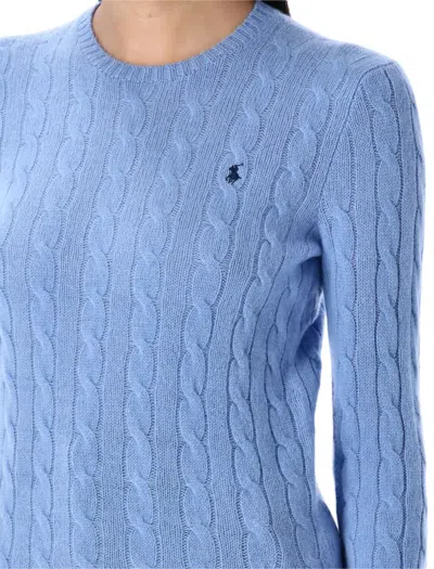 Polo Ralph Lauren Plaited Wool And Cashmere Crew-neck In Blue