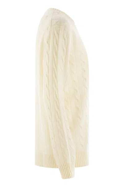 Polo Ralph Lauren Plaited Wool And Cashmere Crew-neck In White
