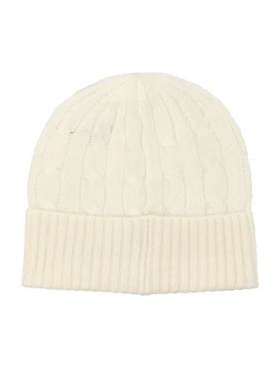 Polo Ralph Lauren Womens Cream Cable Knitted Wool And Cashmere Beanie