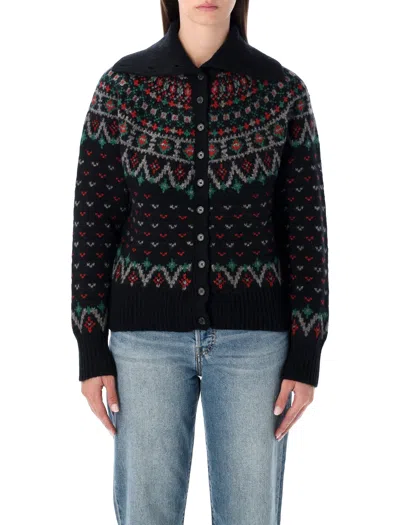 Polo Ralph Lauren Fair Isle Wool-blend Cardigan In Black