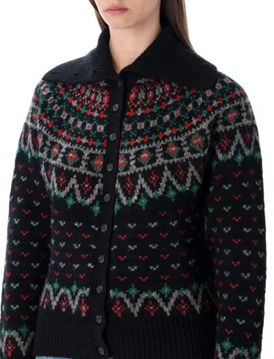Polo Ralph Lauren Fair Isle Wool-blend Cardigan In Black