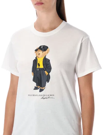 Polo Ralph Lauren White Cotton Polo Bear T-shirt In White