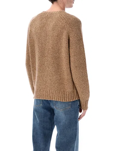 Polo Ralph Lauren Donegal Knit Crewneck Sweater With Textured Pattern In Brown