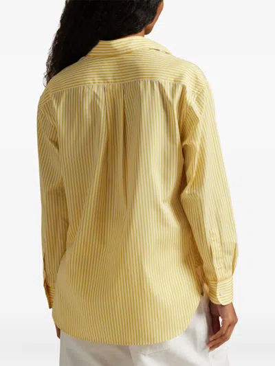 Polo Ralph Lauren Poplin Cotton Striped Shirt In Yellow
