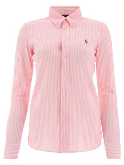 Polo Ralph Lauren Striped Shirt With Pony In Pink