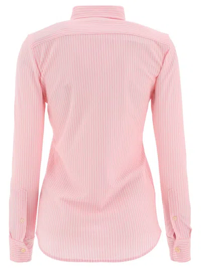 Polo Ralph Lauren Striped Shirt With Pony In Pink