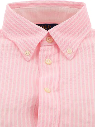 Polo Ralph Lauren Striped Shirt With Pony In Pink