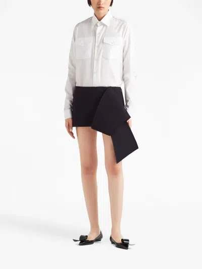 Prada Asymmetric-hem Mini Skirt In Black