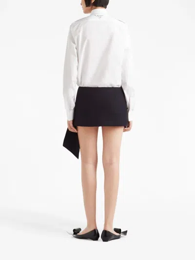 Prada Asymmetric-hem Mini Skirt In Black