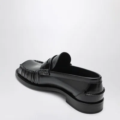 Prada Round Toe Leather Loafers With Shiny Finish In Black