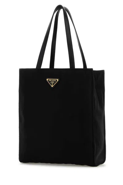 Prada Rectangular Shopping Bag Top Handles In Black