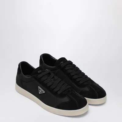 Prada Midnight Blue Re-nylon And Suede Sneakers In Black