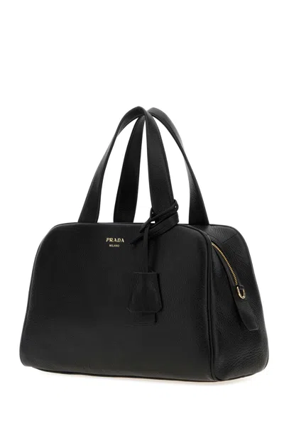 Prada Black Leather Handbag In Black