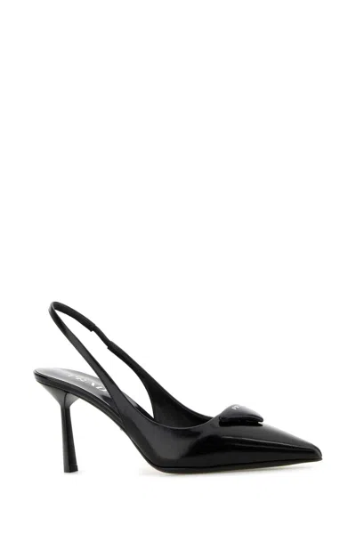 Prada Black Leather Pumps In Black