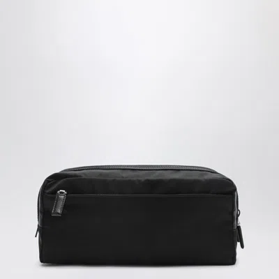 Prada Re-nylon And Saffiano Leather Travel Pouch Accessories In Black