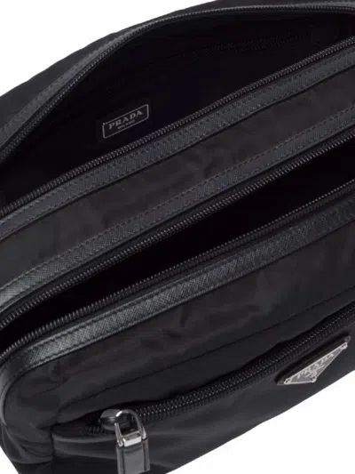 Prada Re-nylon And Saffiano Leather Travel Pouch Accessories In Black