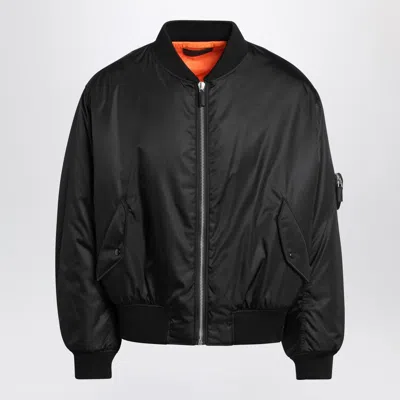 Prada Black Padded Re-nylon Bomber Jacket In Black