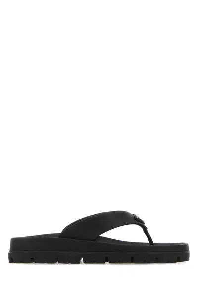Prada Black Rubber Flip-flop Sandals In Black