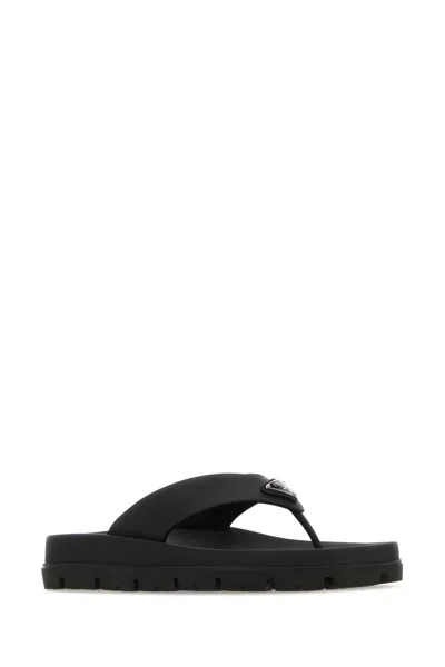 Prada Black Rubber Flip-flop Sandals In Black